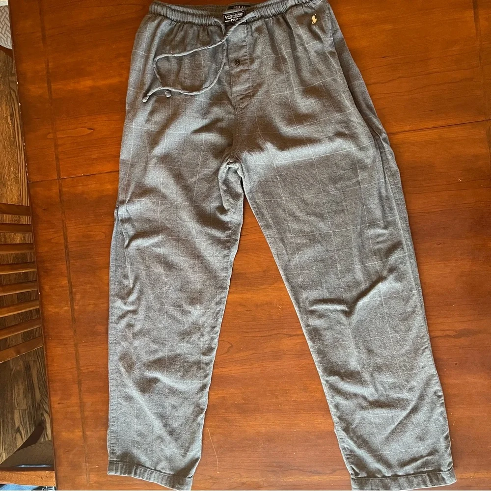 Polo Ralph Lauren Lounge Pants Mens Size M Gray Plaid Drawstring Pajama Bottom - Picture 9 of 12
